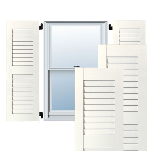 Ekena Millwork 12"W x 59"H Exterior Real Wood Pine Open Louvered Shutters, White PR RWL12X059WHP - main
